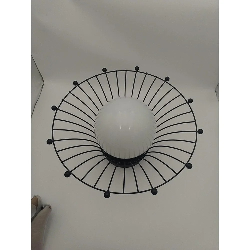 VTG Underwriters Laboratories Black Metal Wire Cage Light Fixture Flush Mount